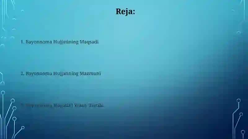 Bayonnoma Hujjatining Maqsadi 2