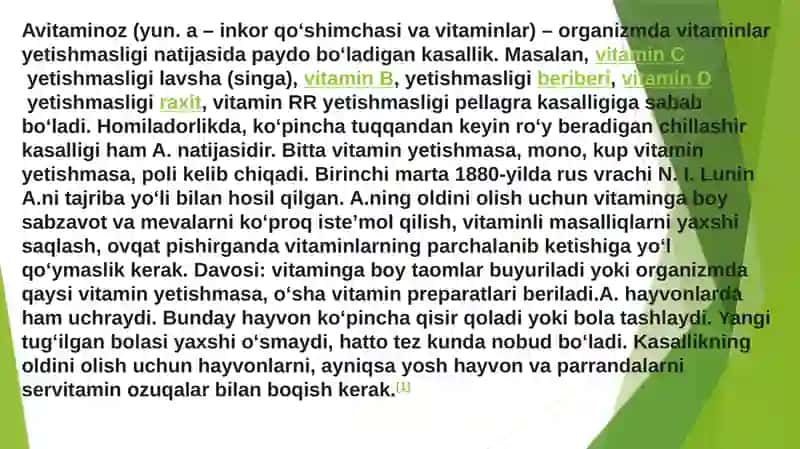Avitaminoz va Gipovitaminozlar 2