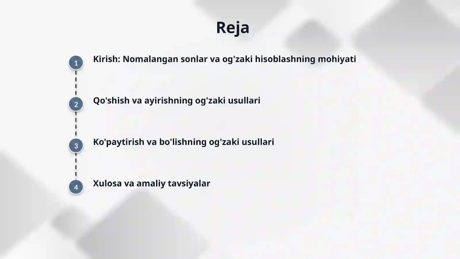 Nomanfiy butun sonlar ustida arifmetik amallar bajarishning ogʻzaki usullari 2