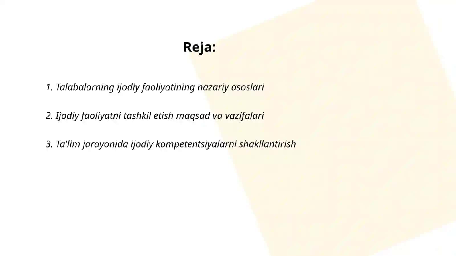 Talabalarning ijodiy faoliyatini tashkil etish mazmuni 2