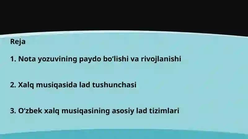 Nota yozuvi. Xalq musiqa ladlari. 2