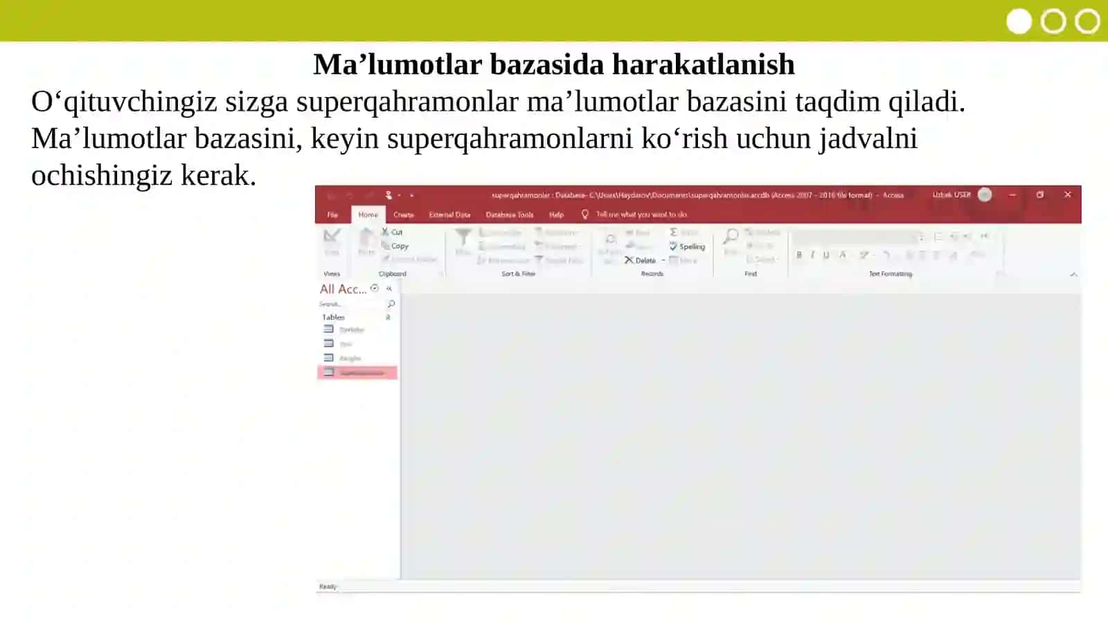 Ma’lumotlarbazasiga qayta ishlov berish 2