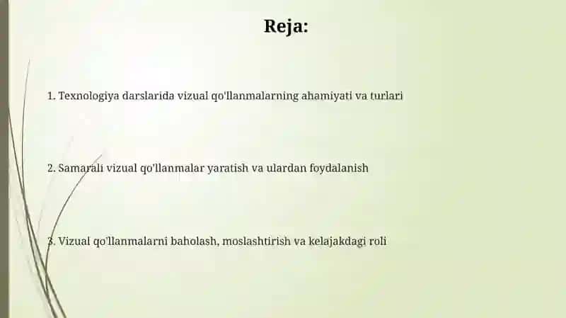 Texnologiya darslarida ko'rgazmali qurollardan foydalanish 2