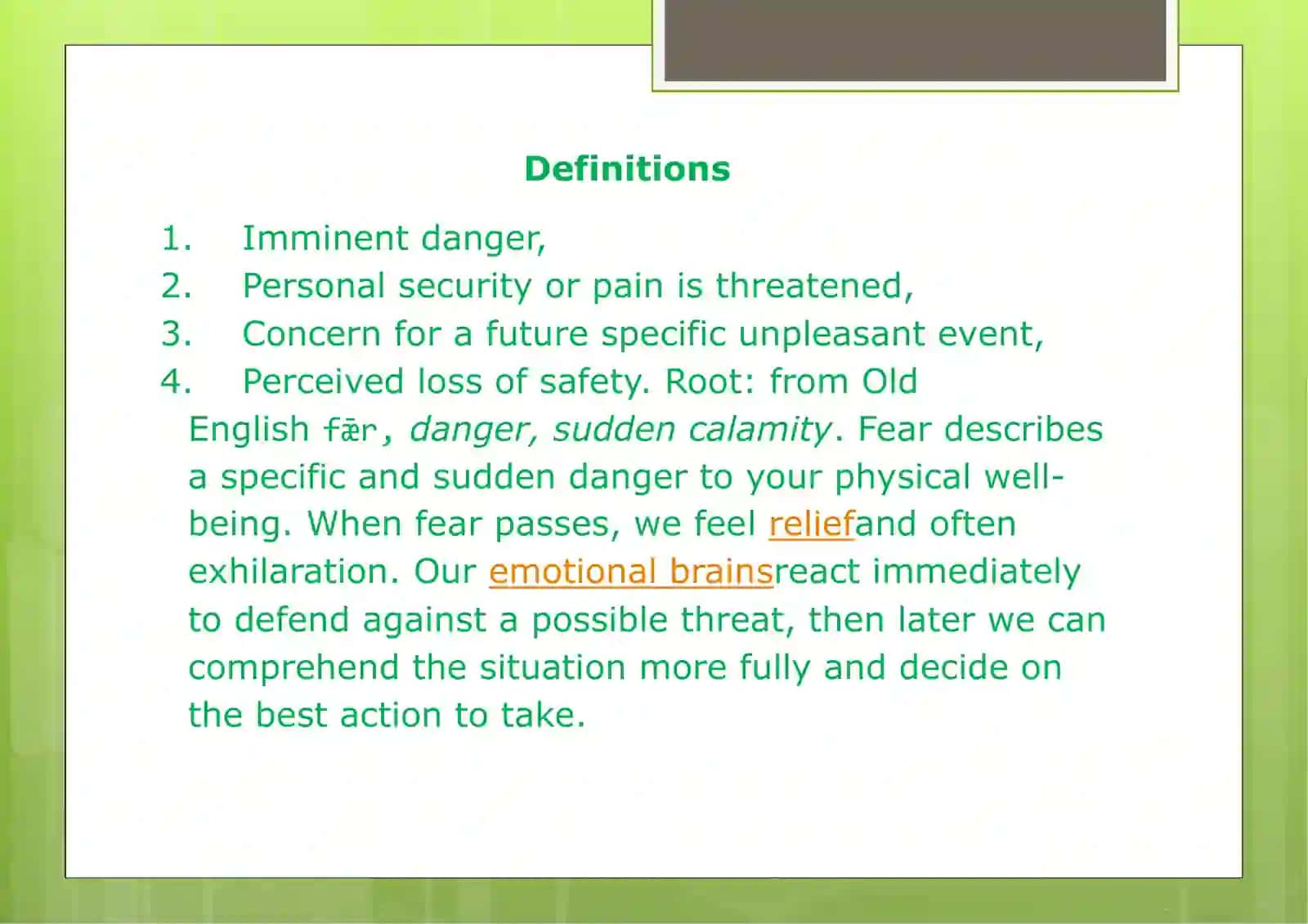 Fear.reaction and coping 2