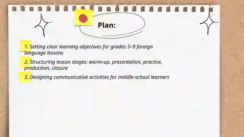 Lesson planning at different stages of foreign language teaching in grades 5–9 2
