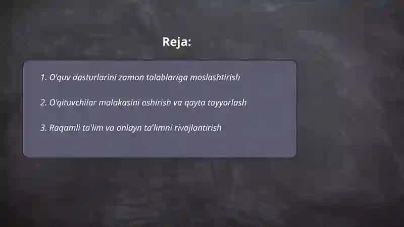 Ta'lim sohasidagi islohotlar 2