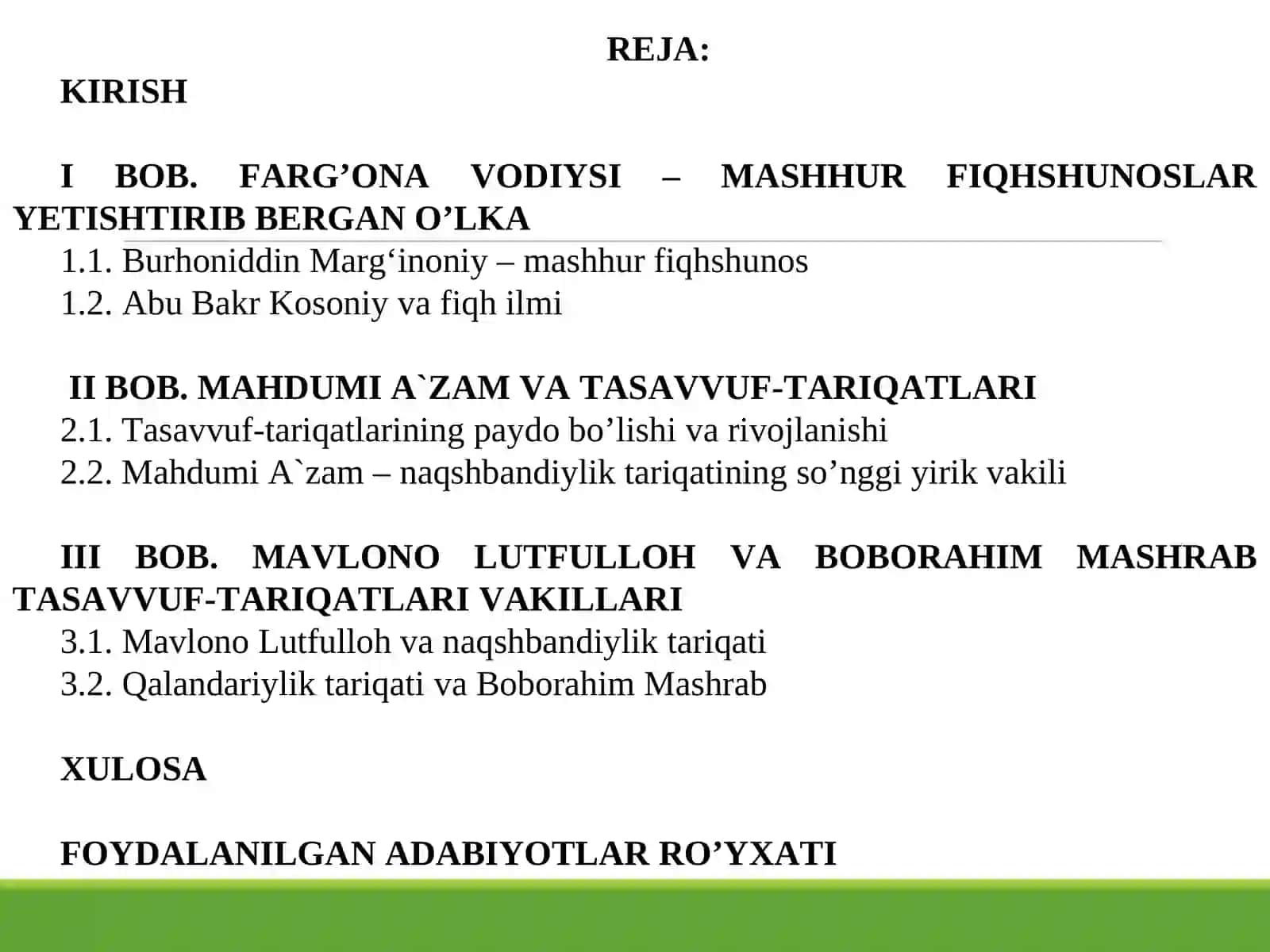 O’RTA OSIYOLIK YIRIK TASAVVUF-TARIQAT VA FIQH ILMI VAKILLARI(FARG’ONA VODIYSI MISOLIDA) 2