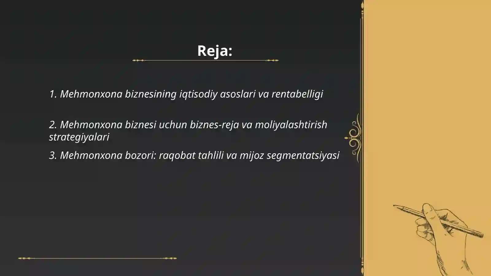 Mehmonxona biznesi taqdimoti 2