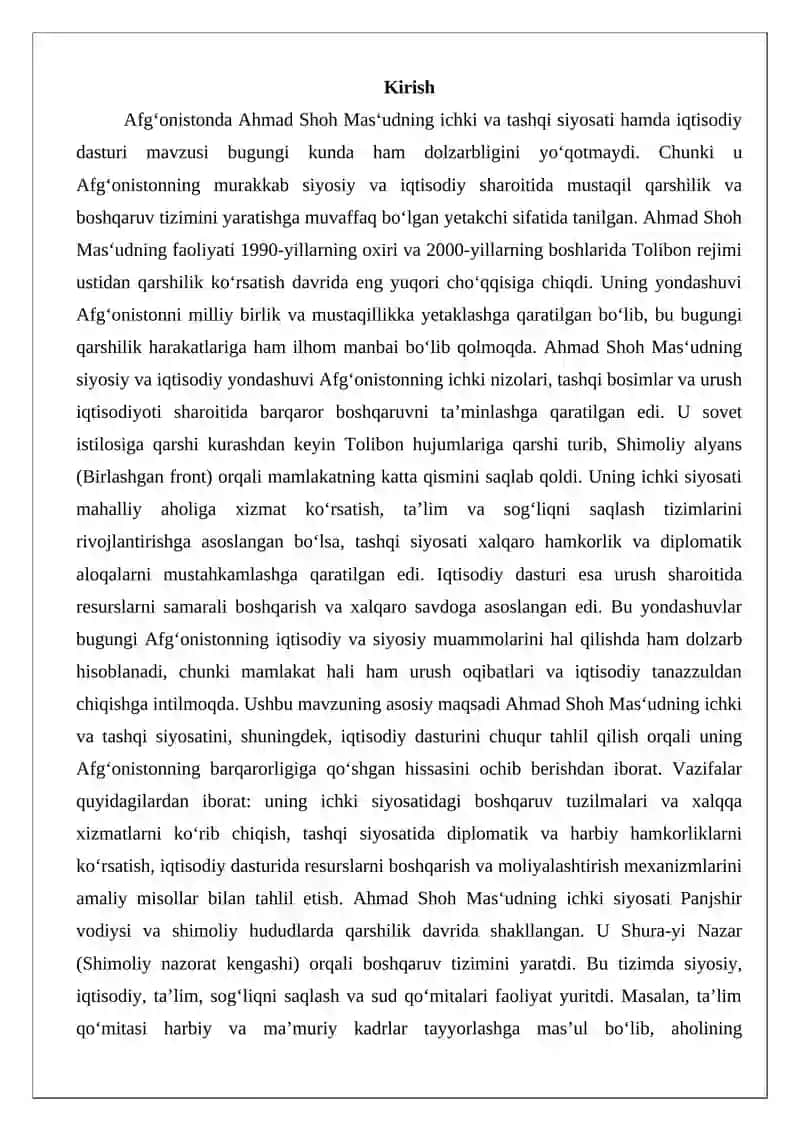 Afg‘onistonda Ahmadshohning ichki va tashqi siyosati iqtisodiy dasturi 2