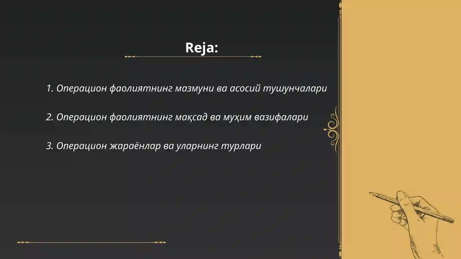 Операцион фаолият таҳлилининг мазмуни ва муҳим вазифалари 2