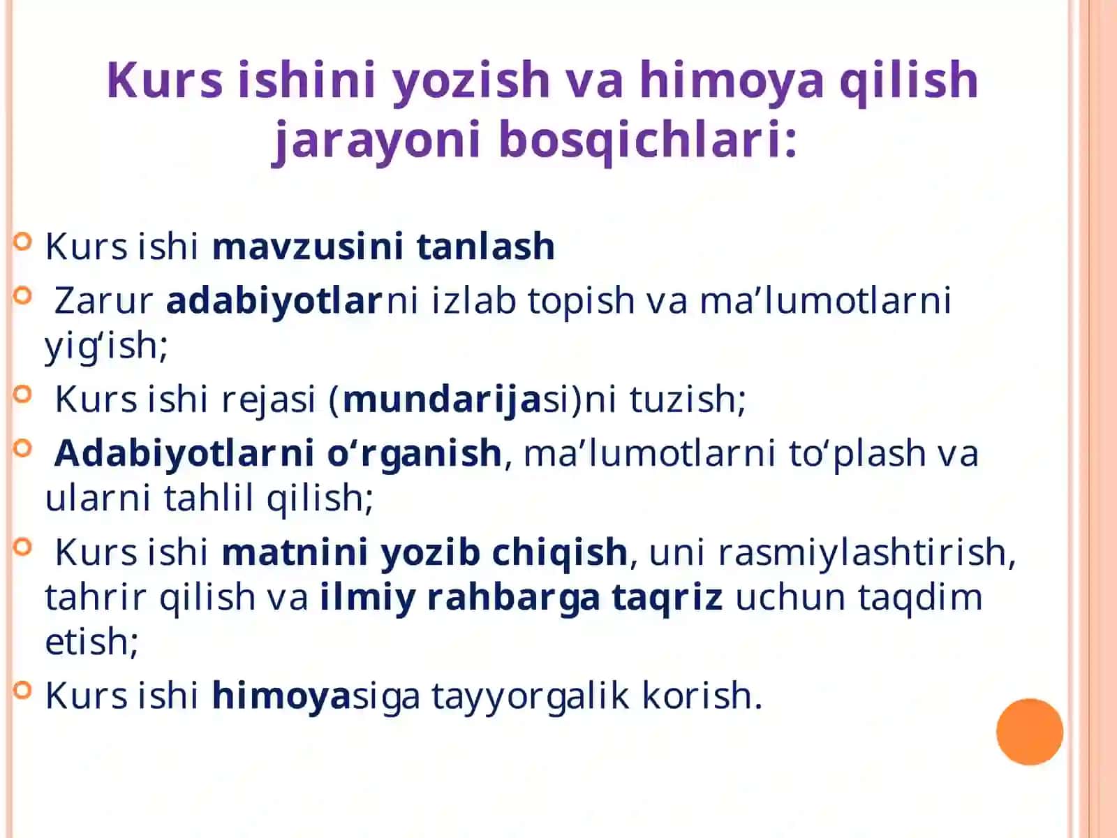 KURS ISHI YOZISH YUZASIDAN USLUBIY KO’RSATMA 2