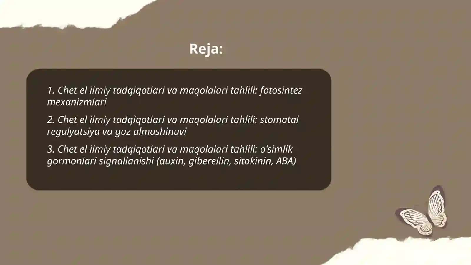 O'simliklar fiziologiyasi yuzasidan chet el ilmiy tadqiqotlar va ular haqida ilmiy maqolalarni tahlil 2