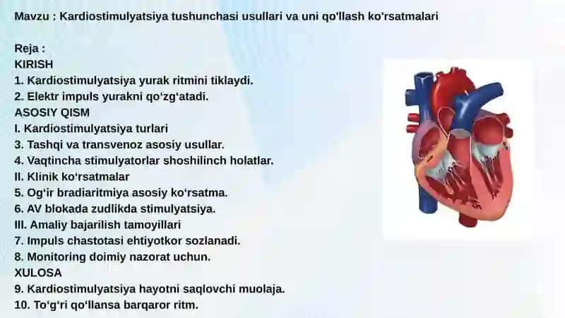 Kardiostimulyatsiya tushunchasi usullari va uni qo'llash ko'rsatmalari 2