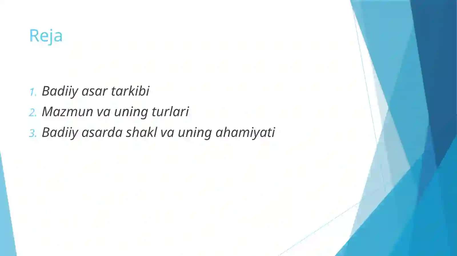 Badiiy asar tarkibi. Mazmun va shakl birligi 2