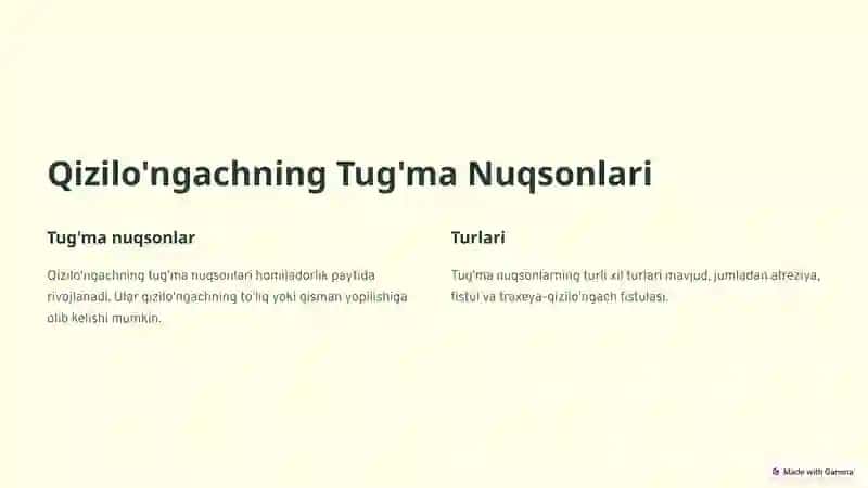 Qizilo'ngachning Tug'ma va Orttirilgan Nuqsonlari Xirurgiyasi 2