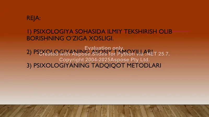 Mustaqil ish - Ho'zirgi zamon psixologiyasining tadqiqot metodlari 2