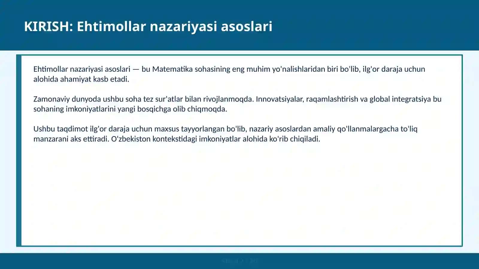 EHTIMOLLAR NAZARIYASI ASOSLARI 2