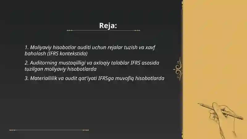 Moliyaviy hisobotning xalqaro standartlari asosida tuzilgan moliyaviy hisobotlar auditi 2