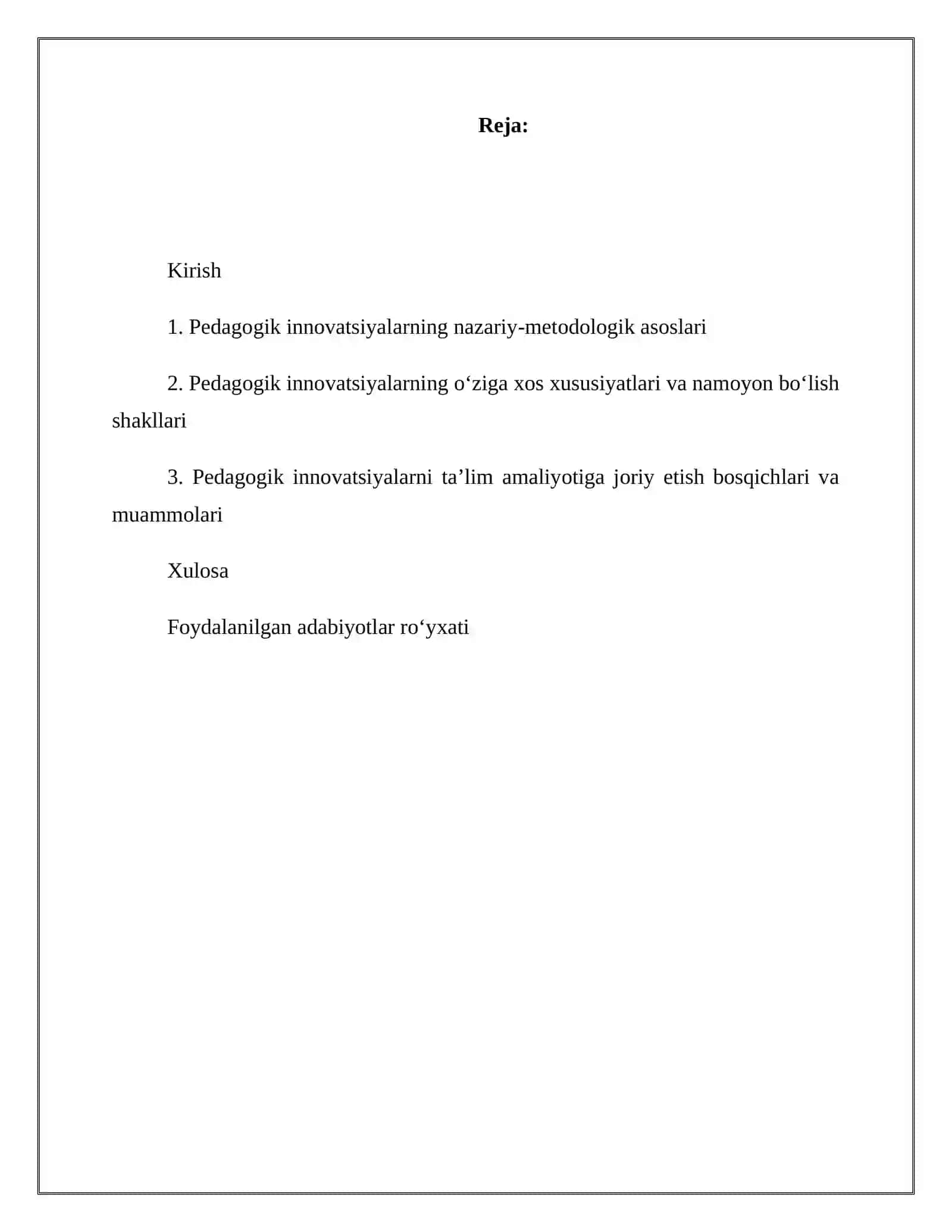 Pedagogik innovatsiyaning o‘ziga xos xususiyatlari 2