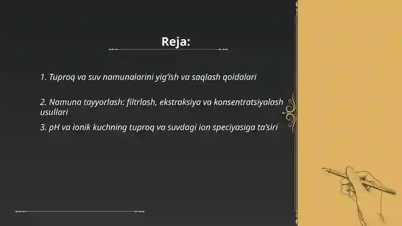 Tuproq va suv tarkibidagi ion bog'lanishli birikmalarni aniqlash 2