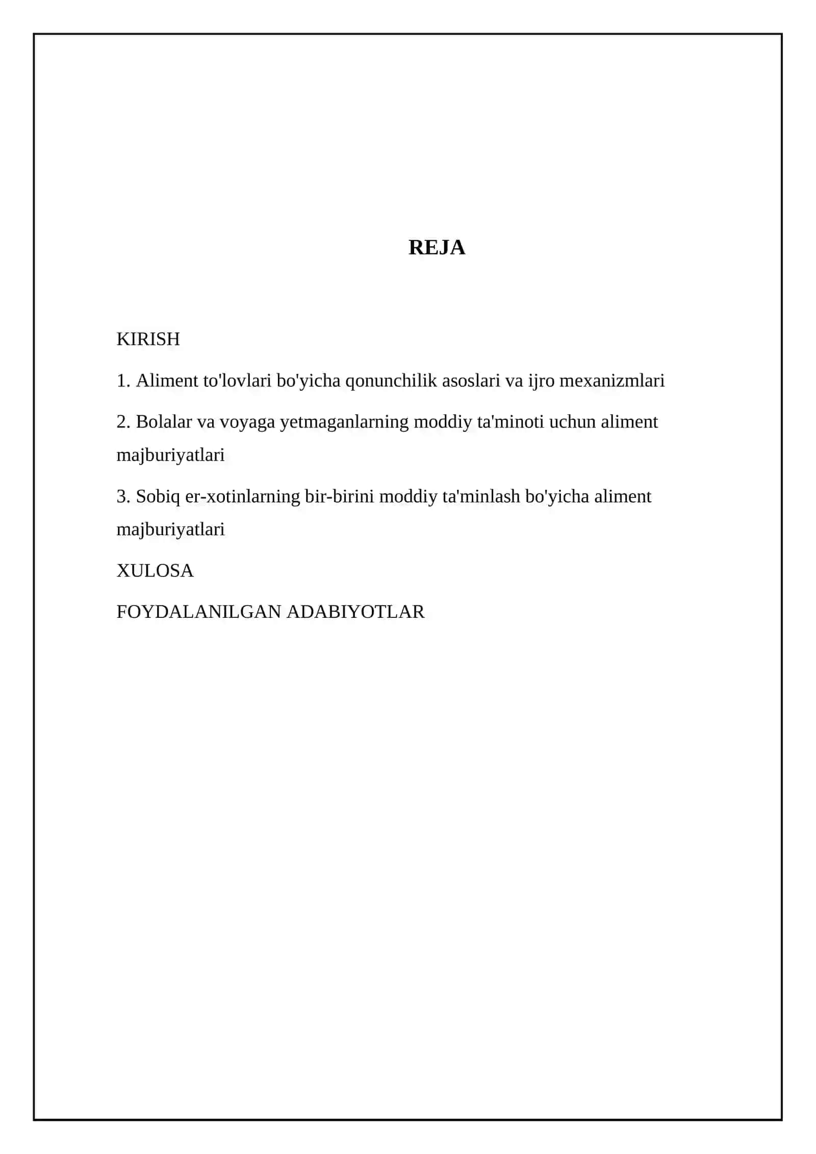 Er-xotinlar va sobiq er-xotinlarning aliment majburiyatlari 2