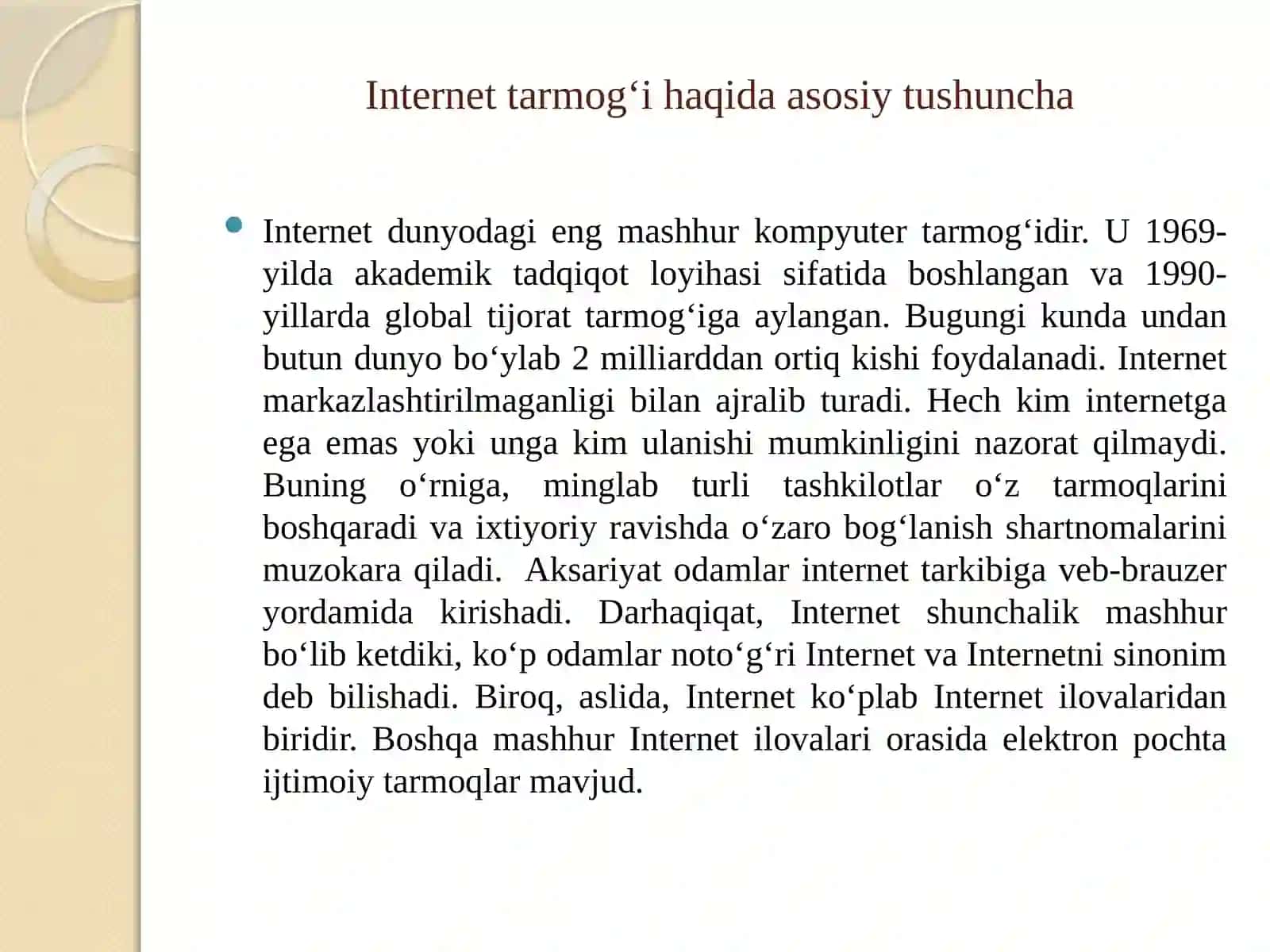 Internet xizmatlaridan foydalanish 2