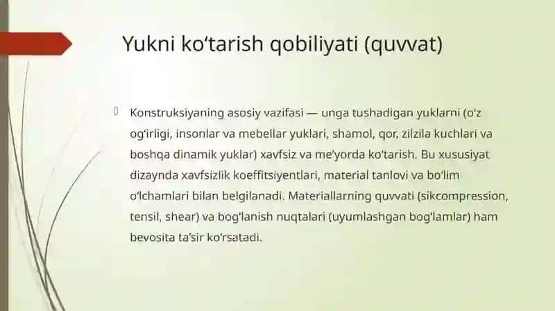 Qurilish konstruksiyalarining xususiyatlari 2