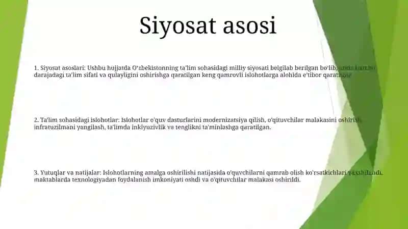 O'Zbekiston Respublikasida Ta'Lim Sohasida Amalga Oshirilgan Islohotlar 2