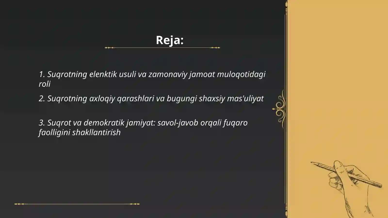 Suqrotning jamiyat va inson o'zaro munosabatlari toʻgʻrisidagi qarashlarini zamonaviy nuqtaiy nazardan izohlash 2