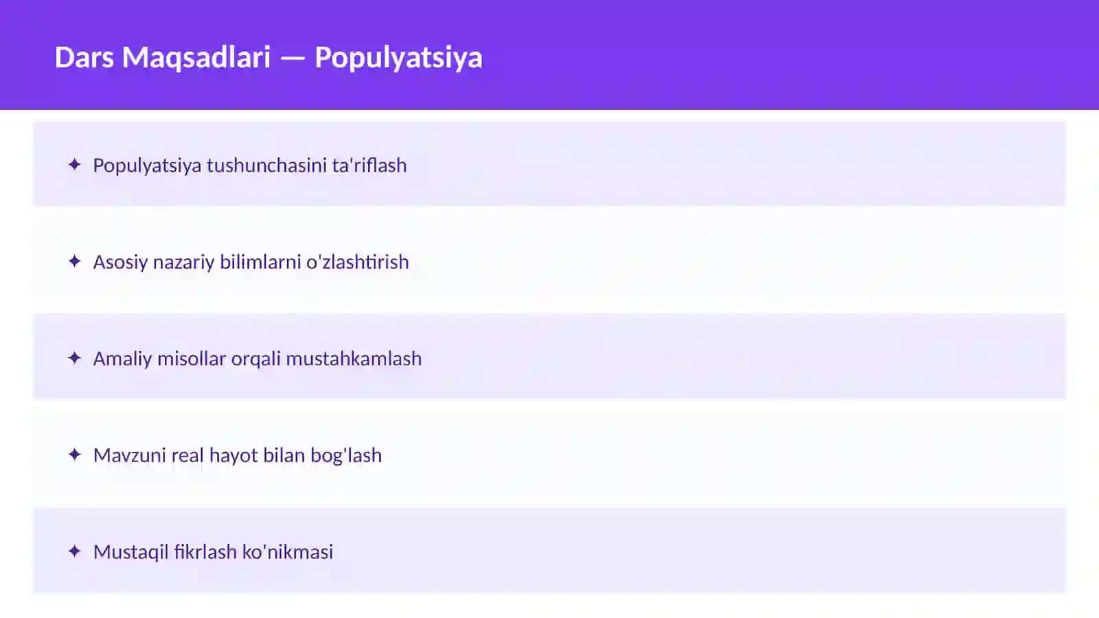 BIOLOGIYA Ekologiya O'qituvchilar va talabalar uchun dars ishlanma 2
