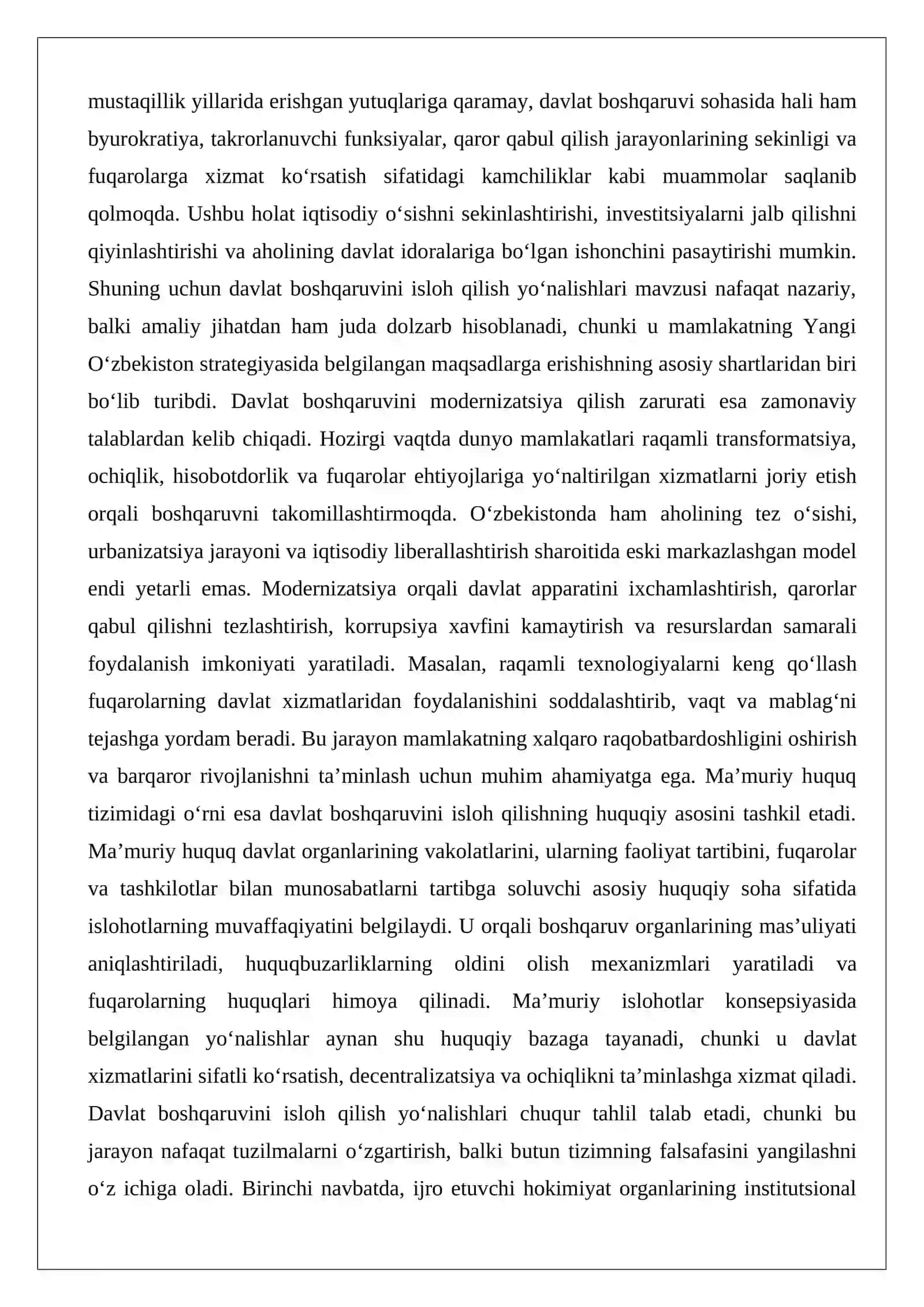 Davlat boshqaruvini isloh qilish yo’nalishlari 2