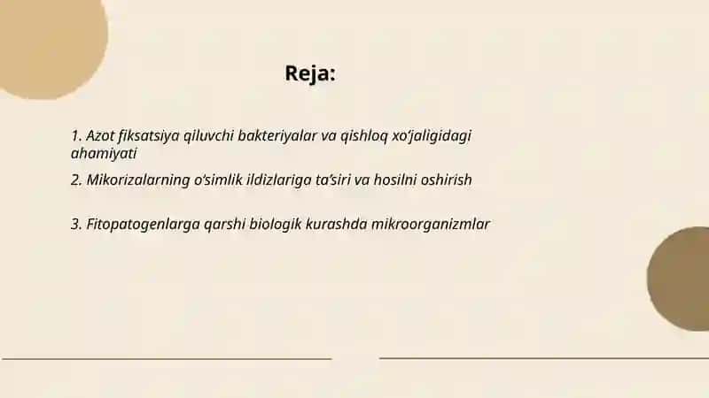 Mikroorganizmlarning qishloq xo‘jaligidagi ahamiyati 2