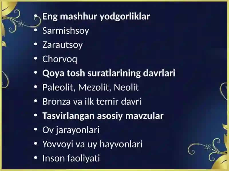 Oʻzbekiston hududidagi qoyatoshsuratlar va ularning davrlari foto albom 2