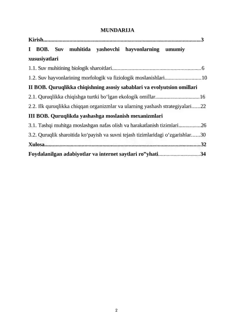 Suvda hamda quruqlikda yashovchilar: quruqlikka chiqish sabablari va moslanish xususiyatlari 2