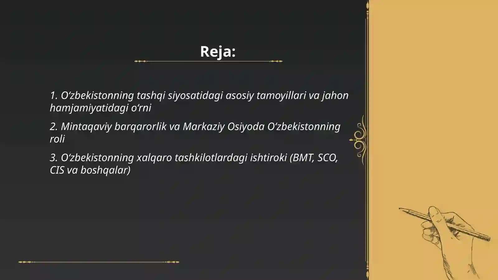 O‘zbekistonning jahon hamjamiyatidagmunosib o‘rni 2