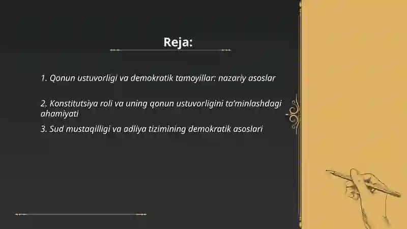 Qonun ustuvorligi taminlanishining demokratik asoslari 2