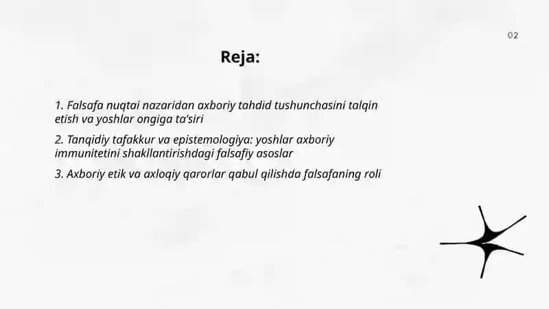 RAQAMLI SIVILIZATSIYA SHAROITIDA YOSHLAR DUNYOQARASHIDA AXBORIY TAHDIDLARGA QARSHI IMMUNITETNI SHAKLLANTIRISHDA FALSAFANING AHAMIYATI 2