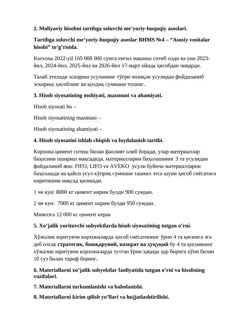 Buxgalteriya ma’lumotlaridan foydalanish 2
