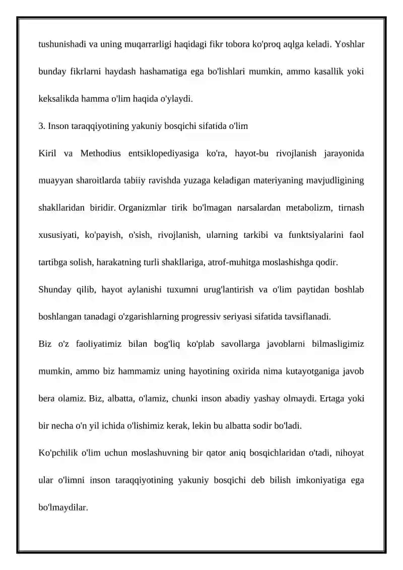 O'LIM HAQIDA TUSHUNCHA 2