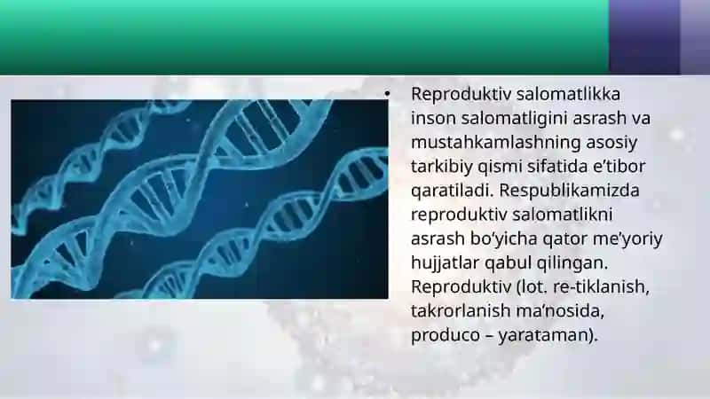 Odamda uchraydigan irsiy kasalliklar. Reproduktiv salomatlik 2