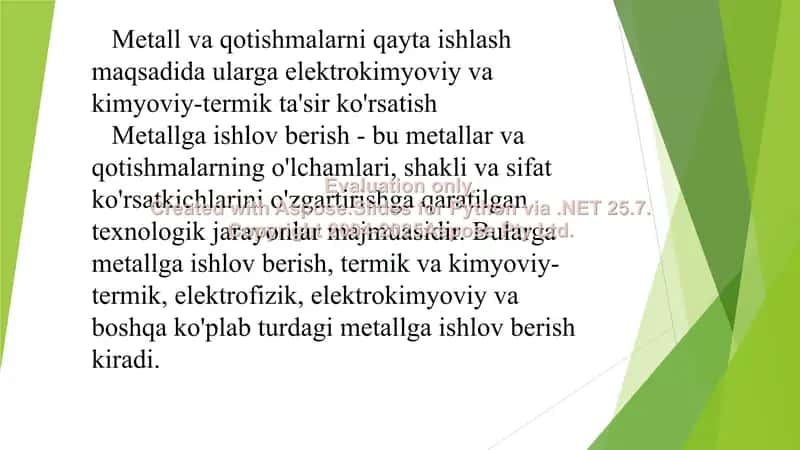 Metall va qotishmalarni qayta ishlash 2