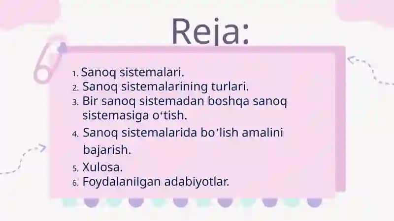 Sanoq sistemalarida bo'lish amalini bajarish 2