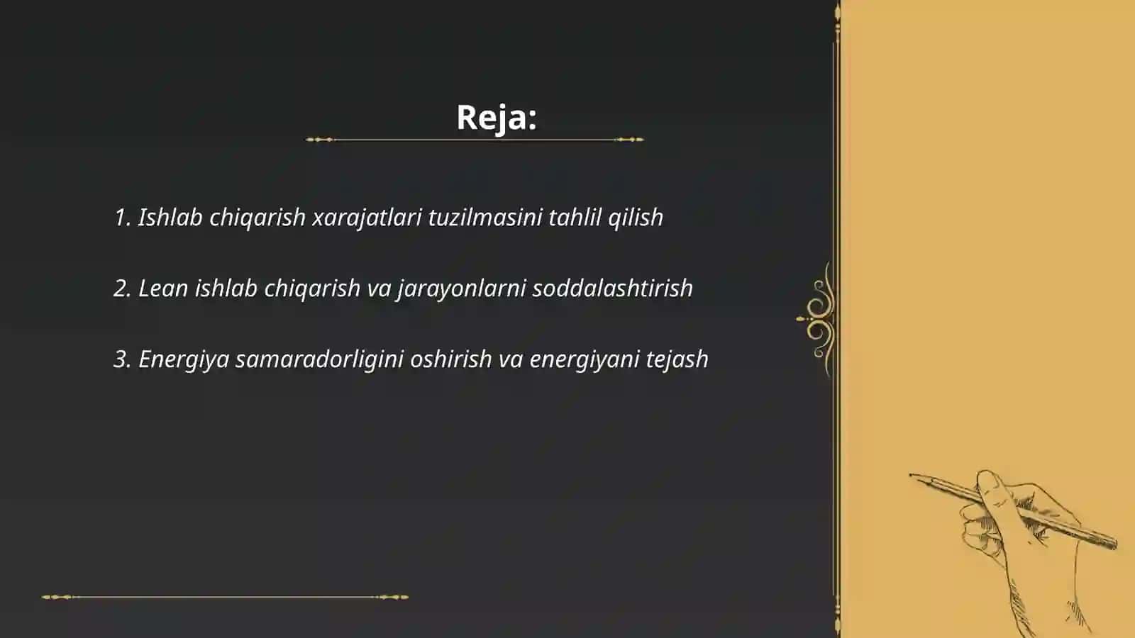 Ishlab chiqarish xarajatlarini optimallashtirish 2