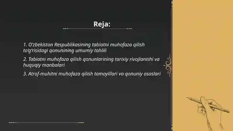O‘zbekiston Respublikasi tabiatini asrashga oid qonunlarni o‘rganish 2