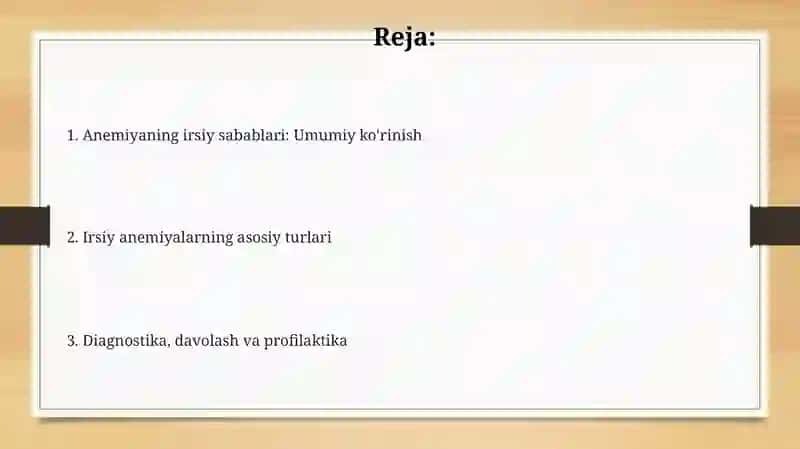 Anemiyaning ta'rifi va klassifikatsiyasi 2