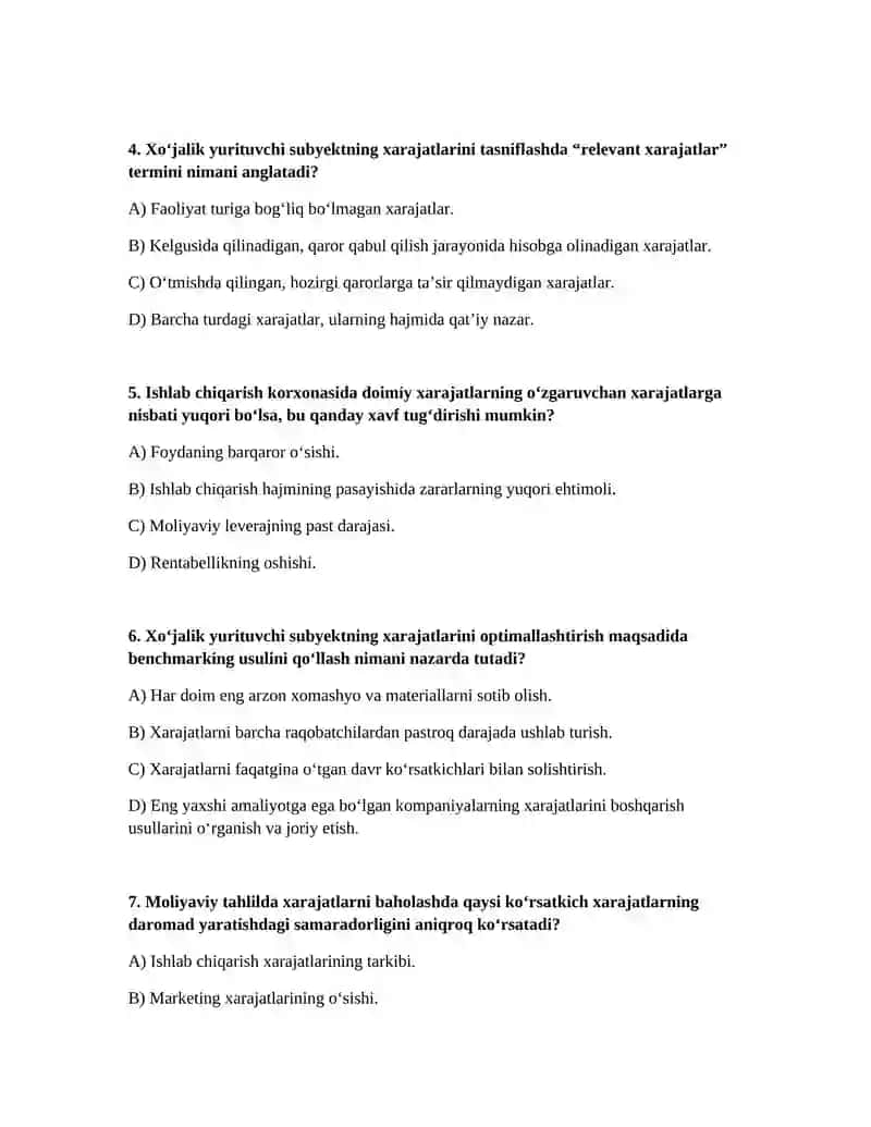 Xo‘jalik yurituvchi subyektlar xarajatlari: mohiyati, tarkibi, tasniflanishi va samaradorligini baholash 2