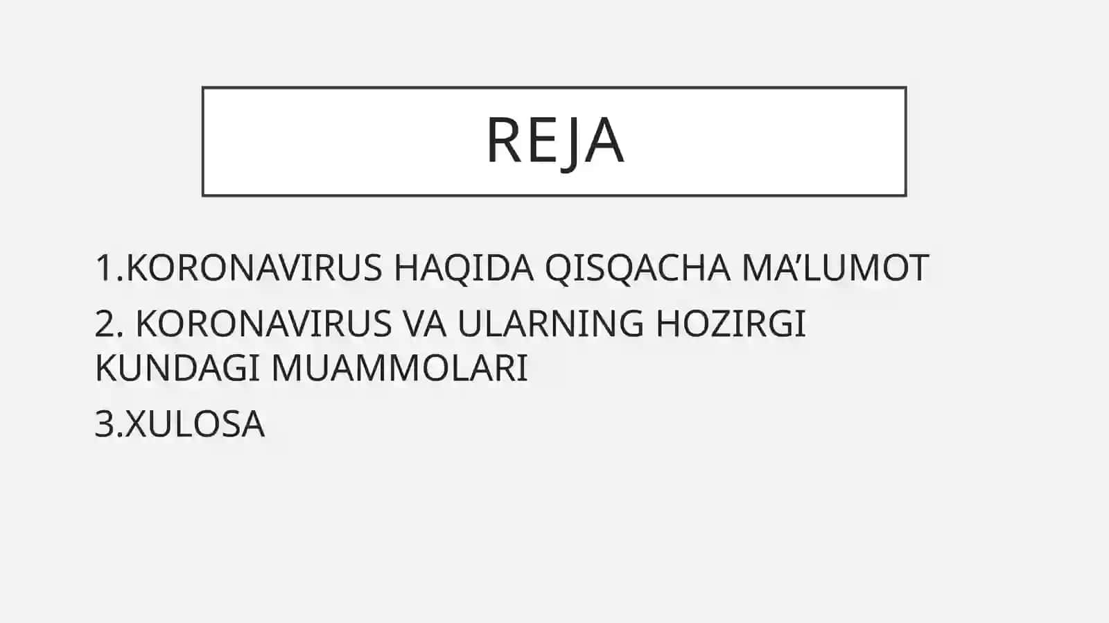Koronoviruslar va ularning hozirgi kundagi muammolari 2