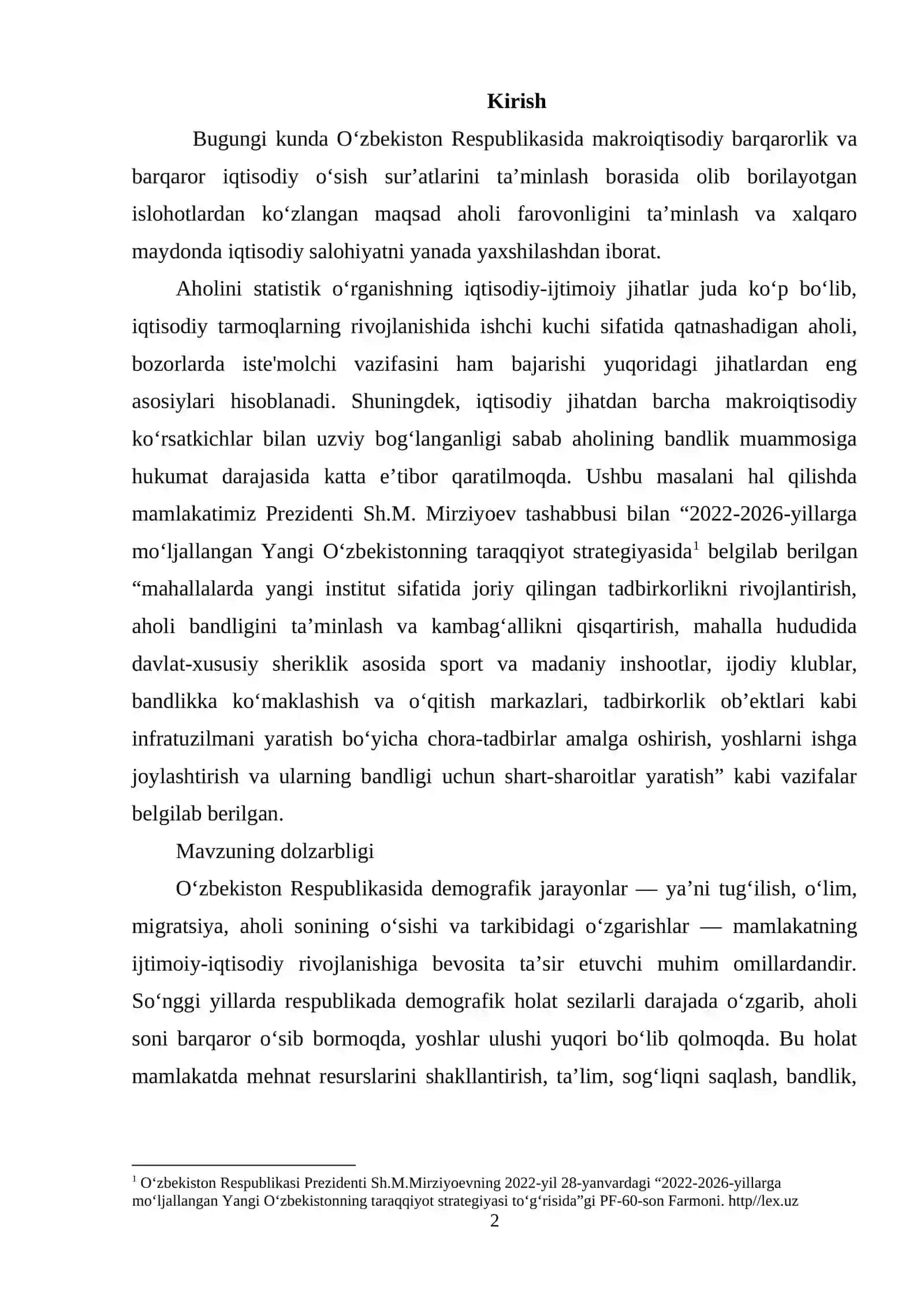 OZBEKISTON RESPUBLIKASIDA DEMOGRAFIK JARAYONLARNING RIVOJLANISH TENDENSIYALARI 2