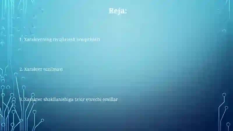Xarakter shakllanishiga ta'sir etuvchi omillar 2