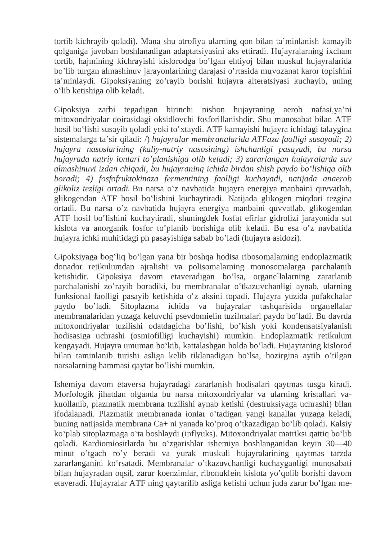 Hujayraning qaytar va qaytmas zararlanishi. Hujayraning zararlanishi va nobud bulishi: sabablari, rivojlanish mexanizmi, morfologiyasi. Apoptoz. Hujayra qarishi 2